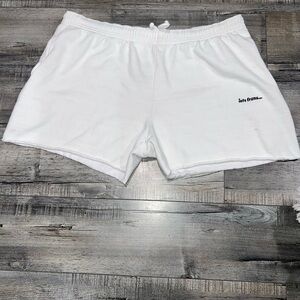 White Cozy Drawstring Lounge Shorts with Small Script Logo